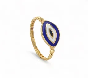 14K Yellow Gold Oval Blue Eye Ring - 21024