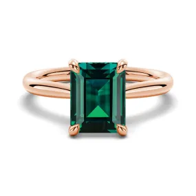 2 CT. Emerald Cut Green Moissanite Engagement Ring With Hidden Halo in Rose Gold