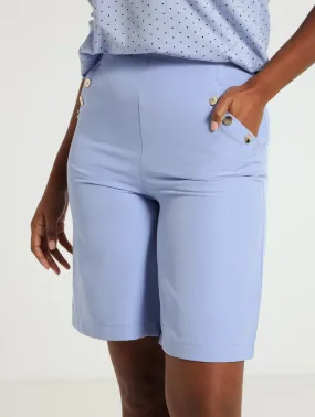 3 Button Shorts - Light Blue