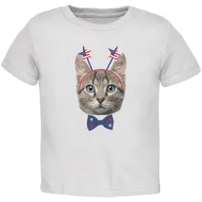 4th of July Funny Cat White Toddler T-Shirt