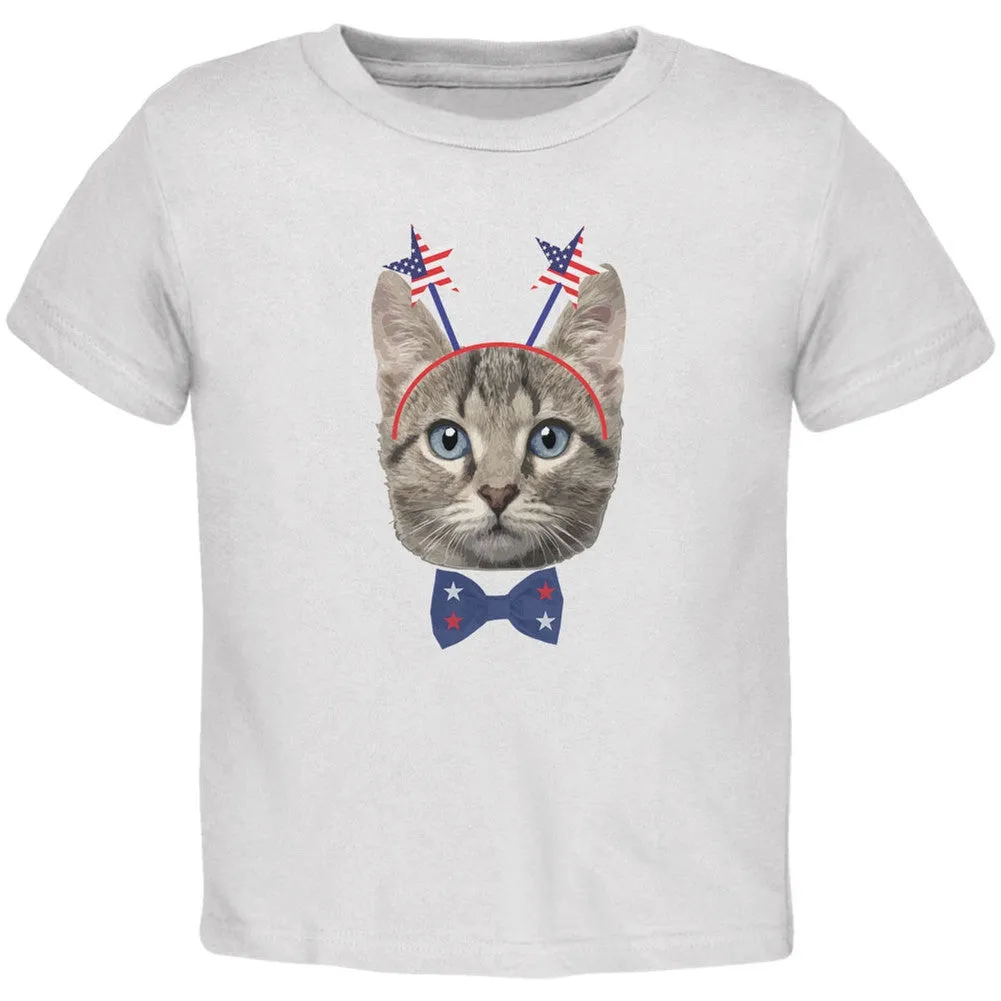 4th of July Funny Cat White Toddler T-Shirt