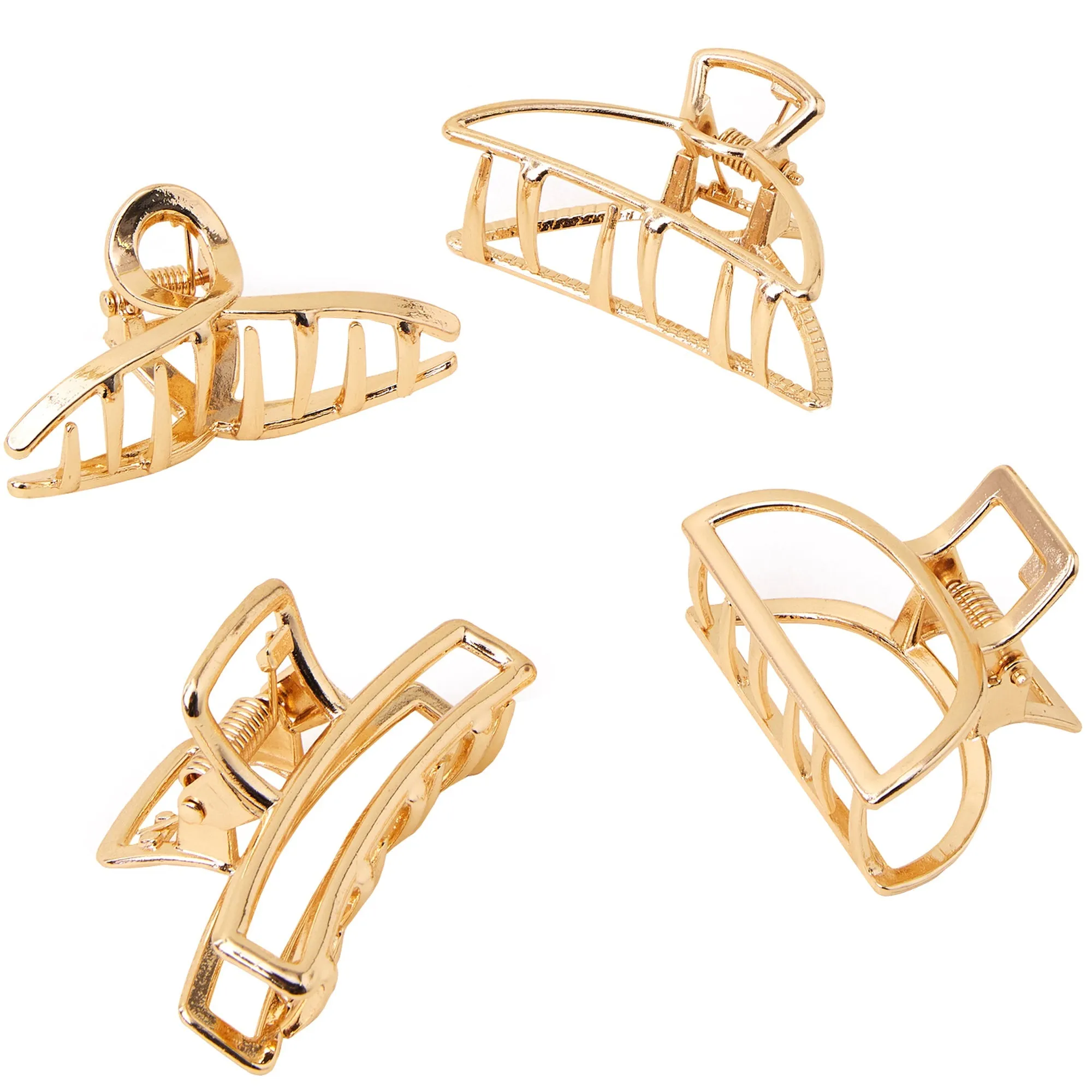 Accessorize London  Gold Four-Pack Small Metal Claw Clips