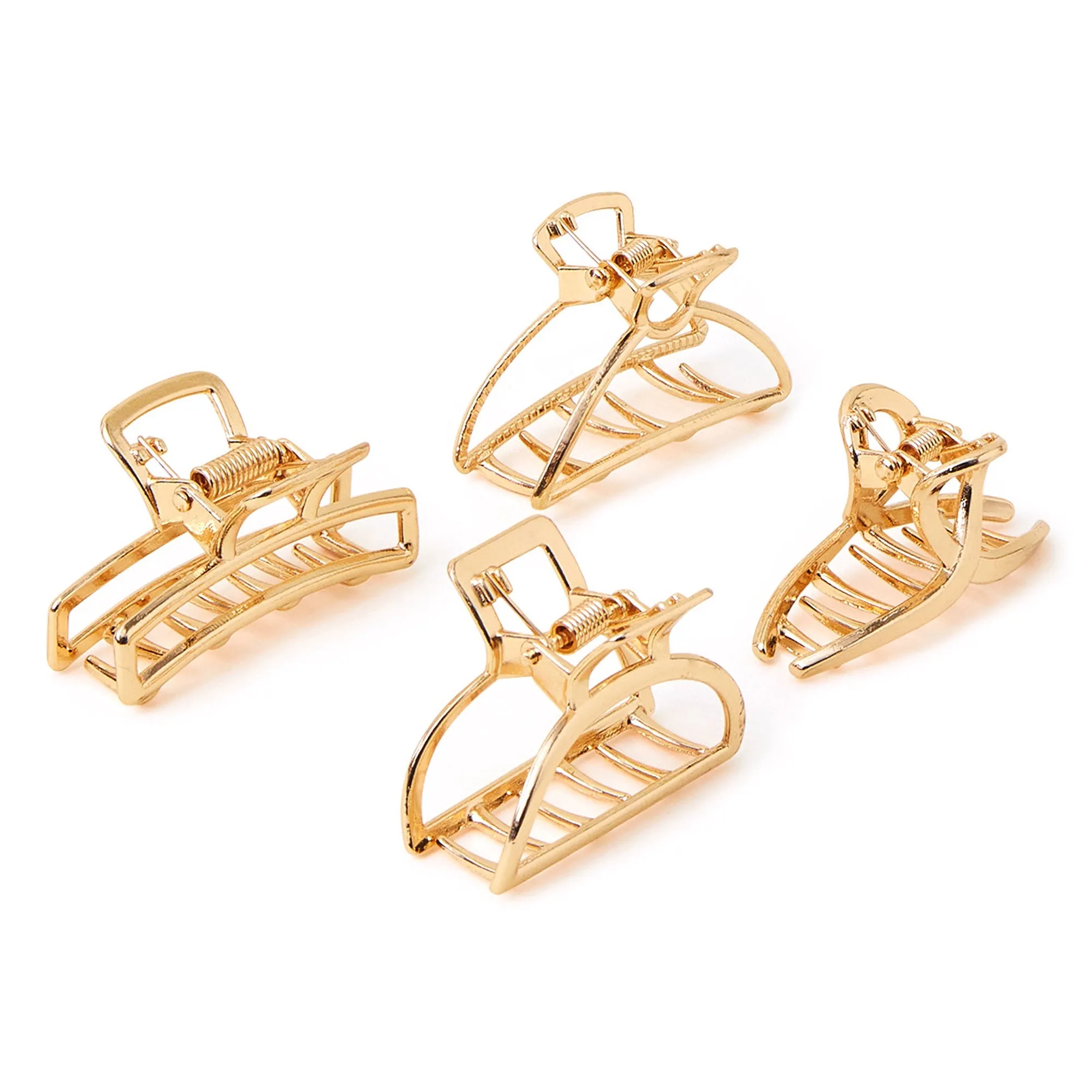 Accessorize London  Gold Four-Pack Small Metal Claw Clips