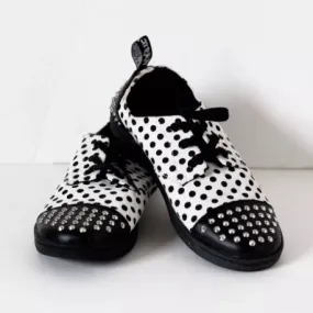 ALSTUD WHITE BLACK DOTS FINE CANVAS/SOFTY T SHOE