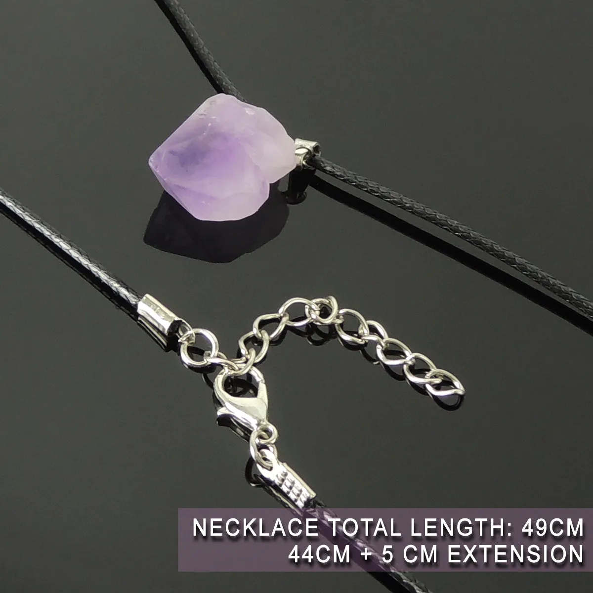 Amethyst Raw Stone Necklace Adjustable Chain Handmade Men Women Jewelry Crown Chakra Gift Item