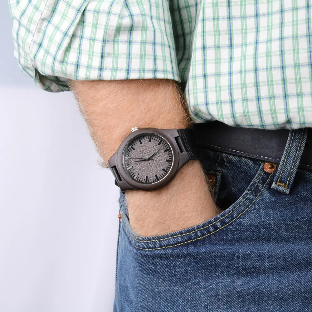 Best Bucking Dad Ever For Him Father's Day Black Engraved Wooden Watch