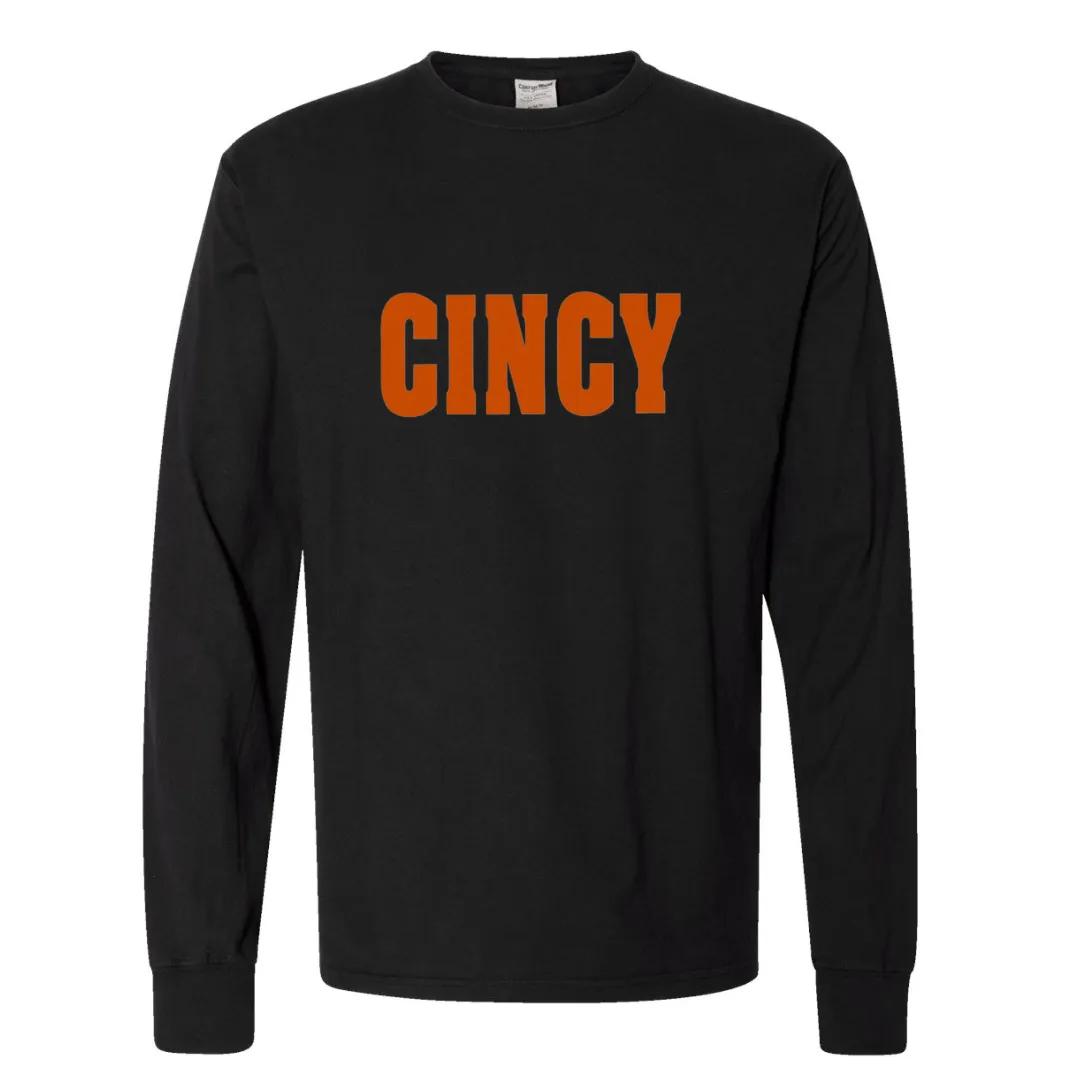 CINCY Block Long Sleeve T-Shirt on Black