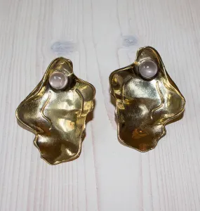 CLAM EARRINGS BRASS ROSE.