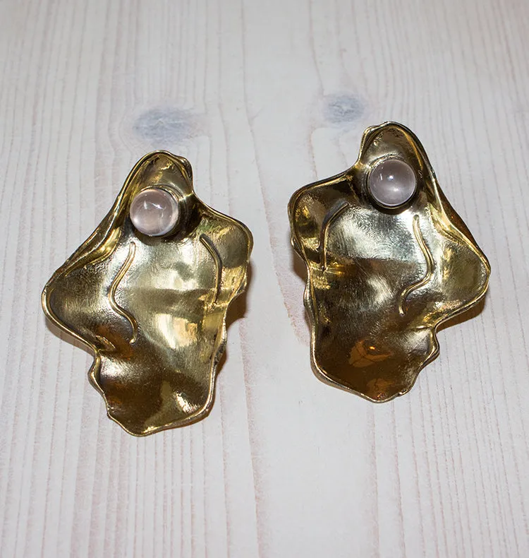 CLAM EARRINGS BRASS ROSE.