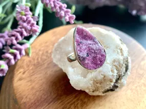 Cobalto Calcite Adjustable Ring - Large Teardrop