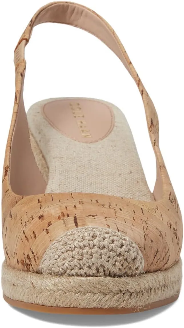 Cole Haan Cloudfeel Cork/Natural Linen Slingback Cap Toe Wedge Heeled Sandals