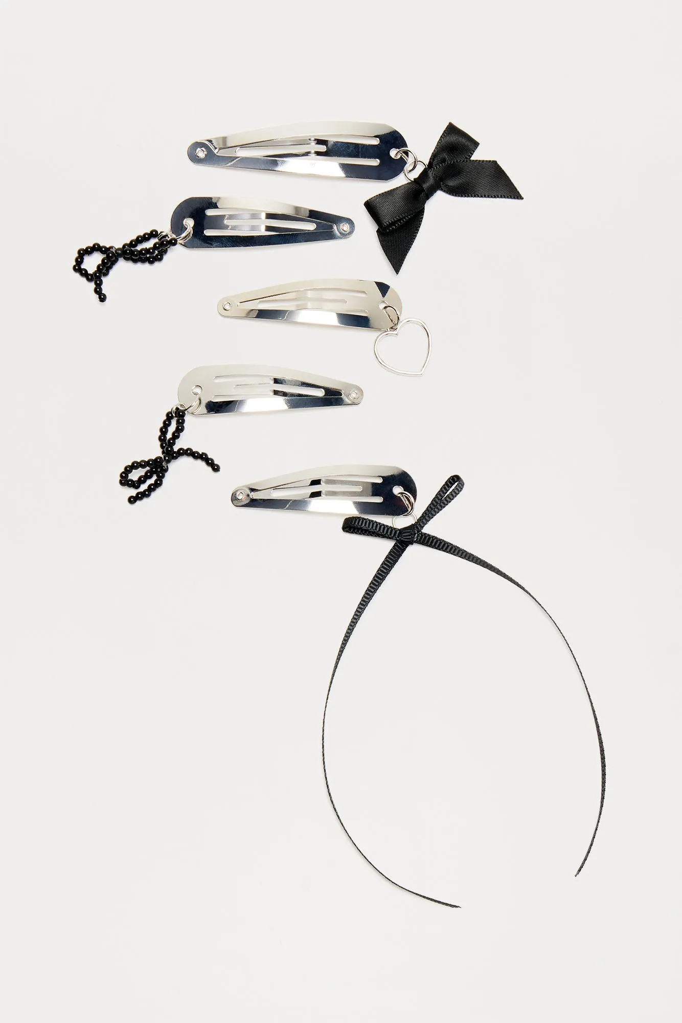 Coolest Gal 5 Piece Hair Clip Set - Silver/Black