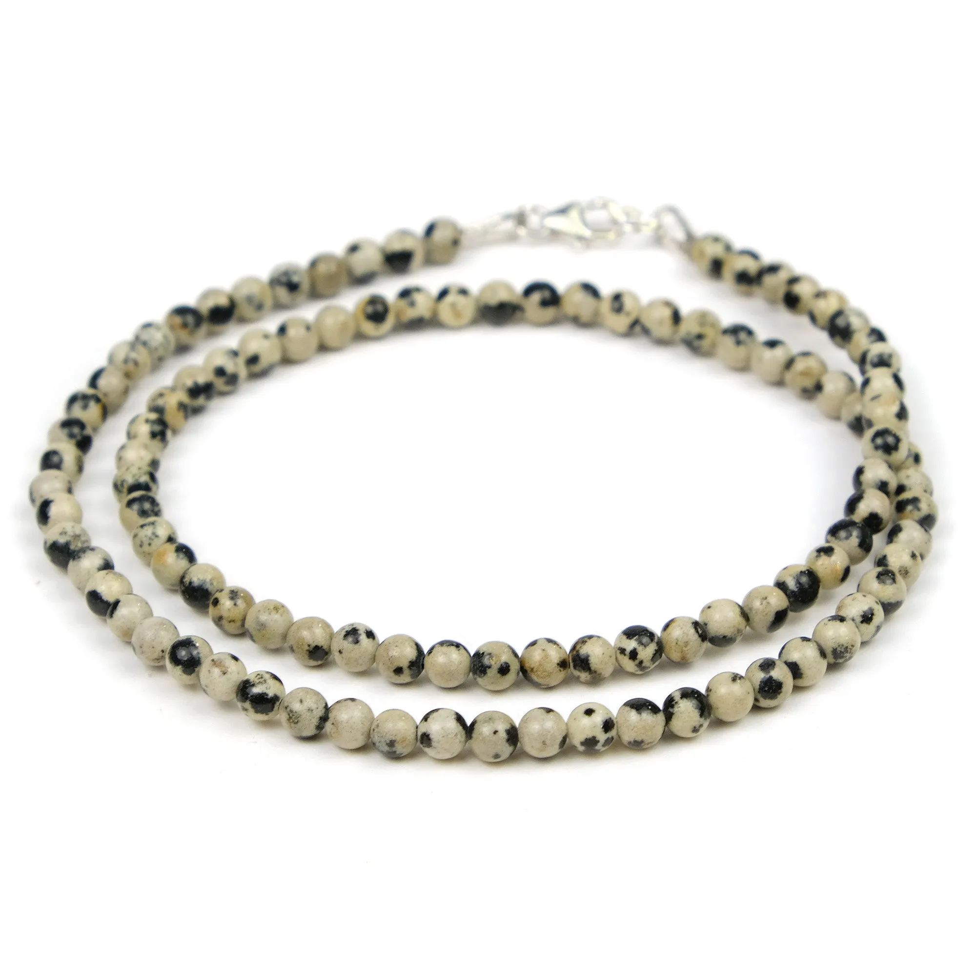 Dalmatian Jasper Necklace with Sterling Silver Trigger Clasp