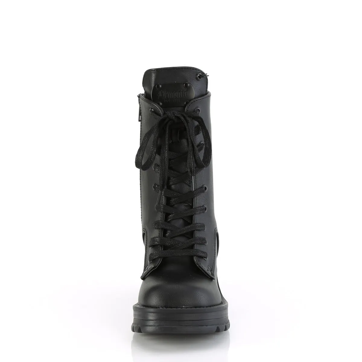 Demonia BRATTY-50 | Black Vegan Leather Ankle Boots