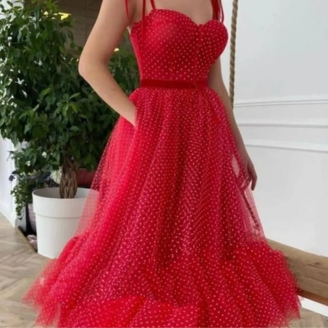 Dotted Tulle With Pocket Short Prom Dress