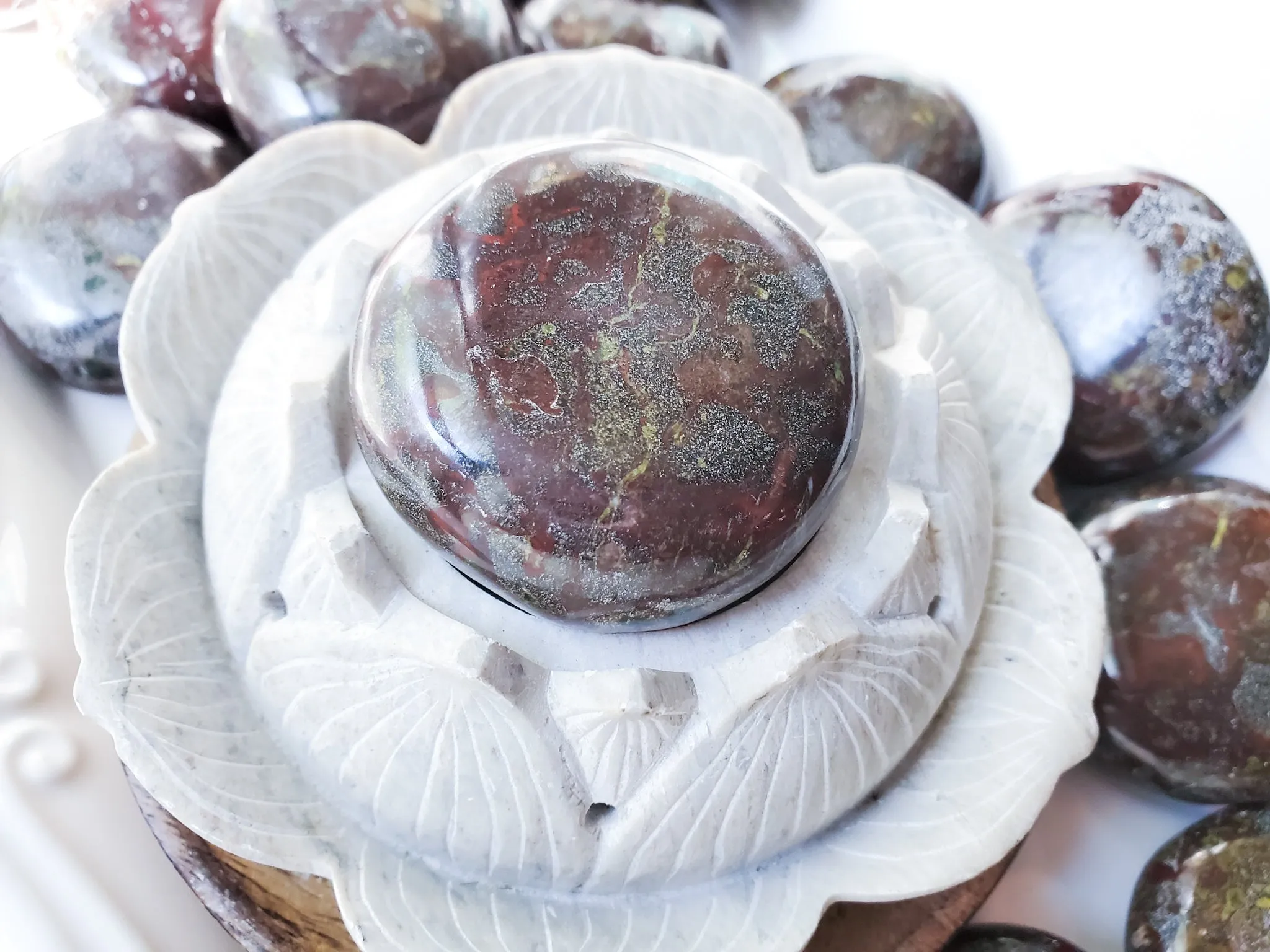 Dragon Blood Jasper UFO Palm Stone