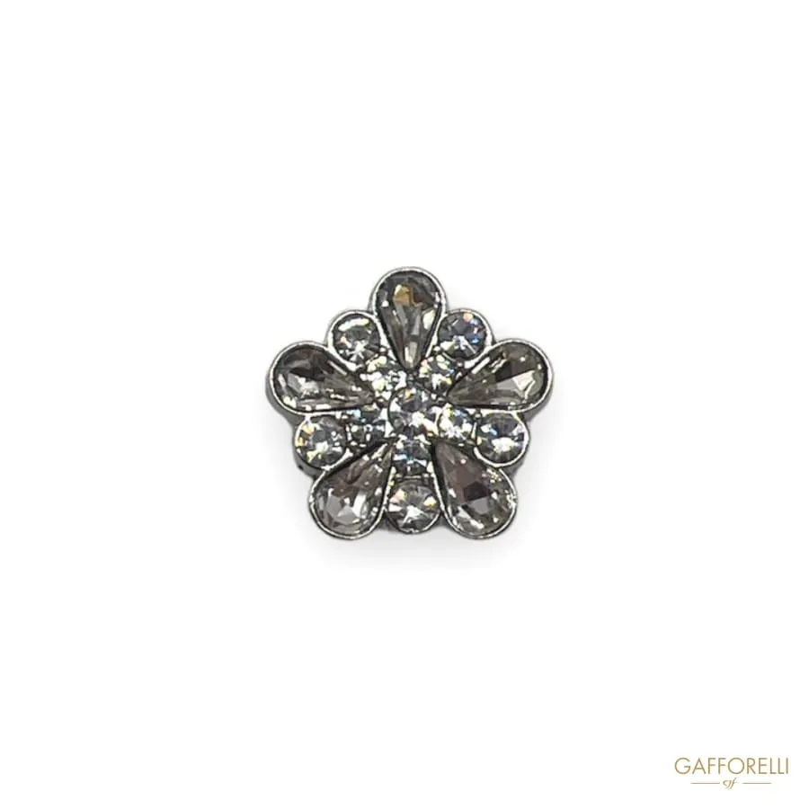 Flower Button with Rhinestones and Crystal Stones A566 - Gafforelli Srl