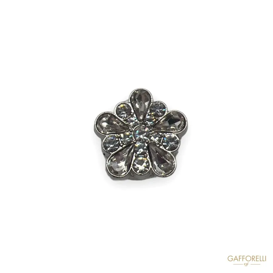 Flower Button with Rhinestones and Crystal Stones A566 - Gafforelli Srl