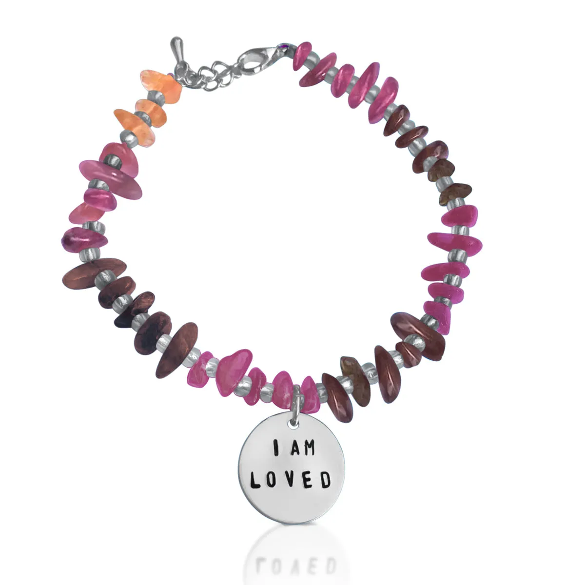 I am Loved, Loving and Lovable Affirmation Bracelet with Tourmaline