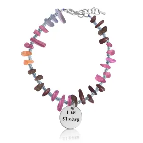 I am Strong Affirmation Bracelet with Tourmaline to Help Achieve Success