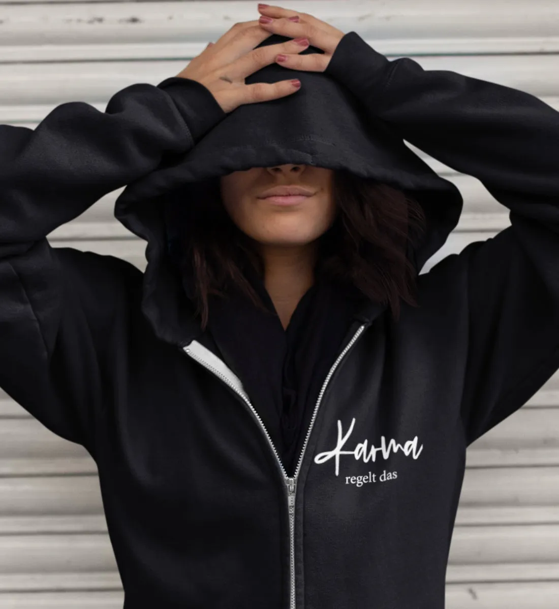 Karma regelt das Bio Zip Hoodie Unisex