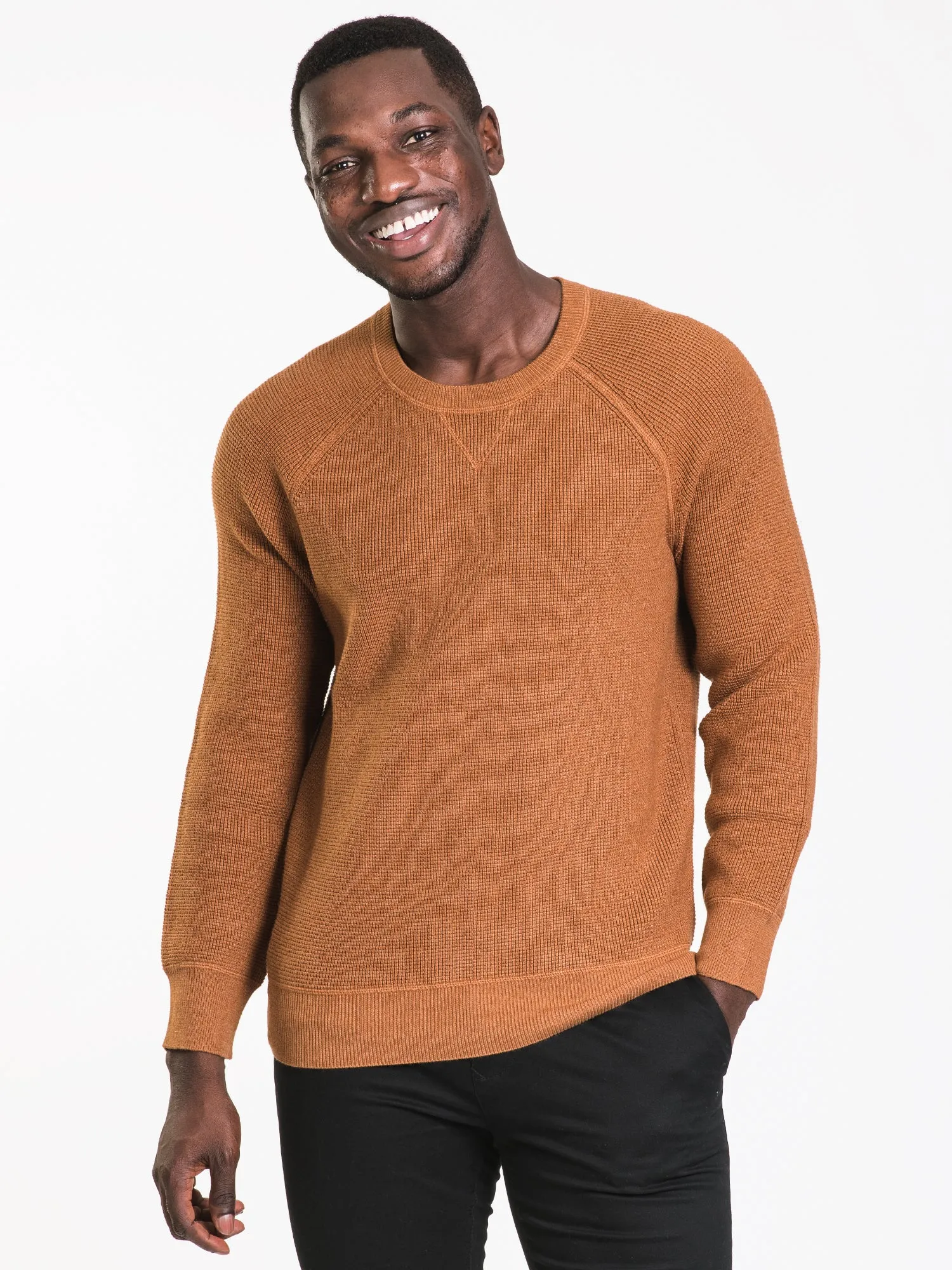 KOLBY WAFFLE RAGLAN CREWNECK - CLEARANCE