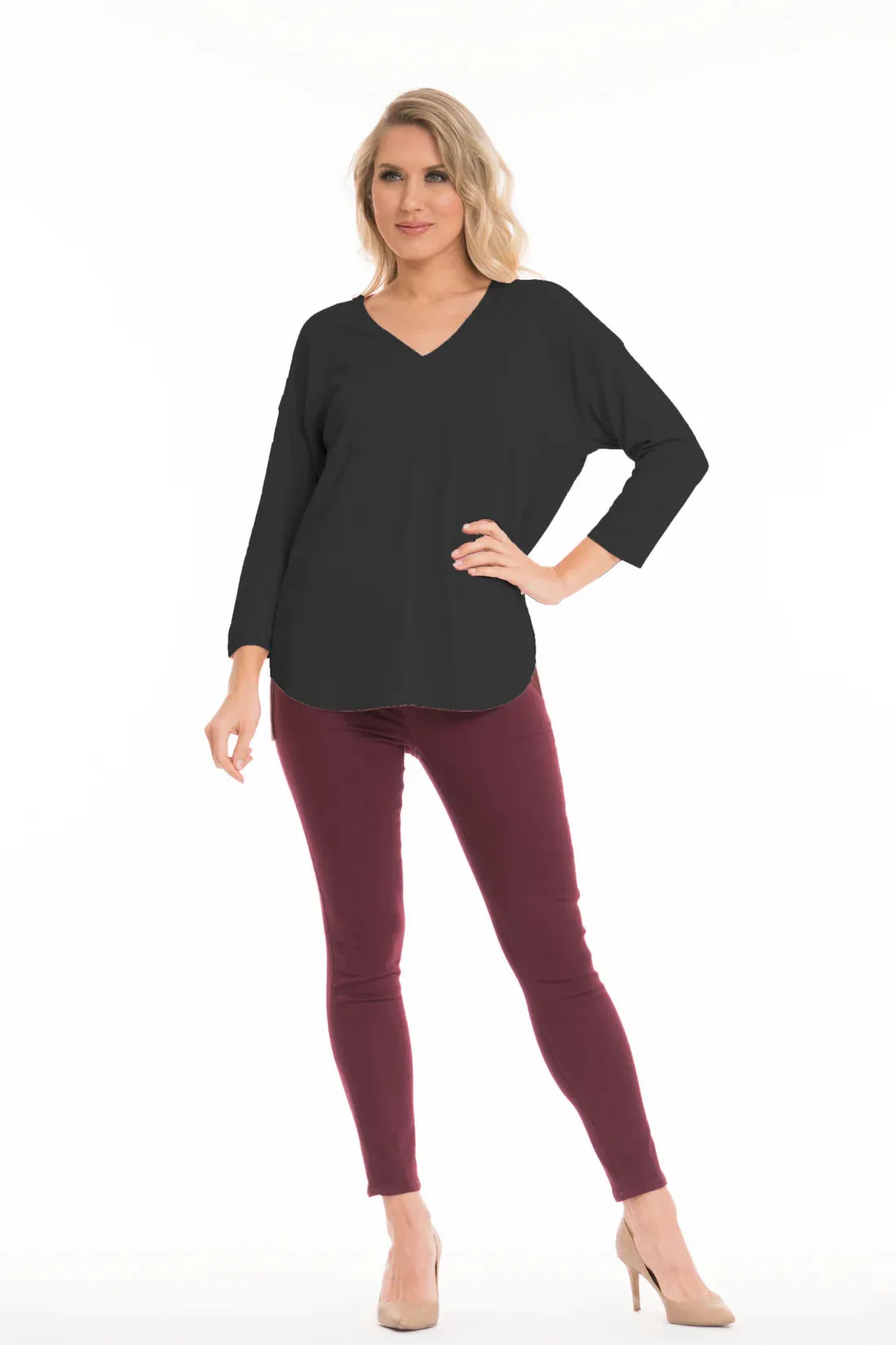 Lior 3/4 Sleeve Zelda V Neck Center Seam - (ten colors)