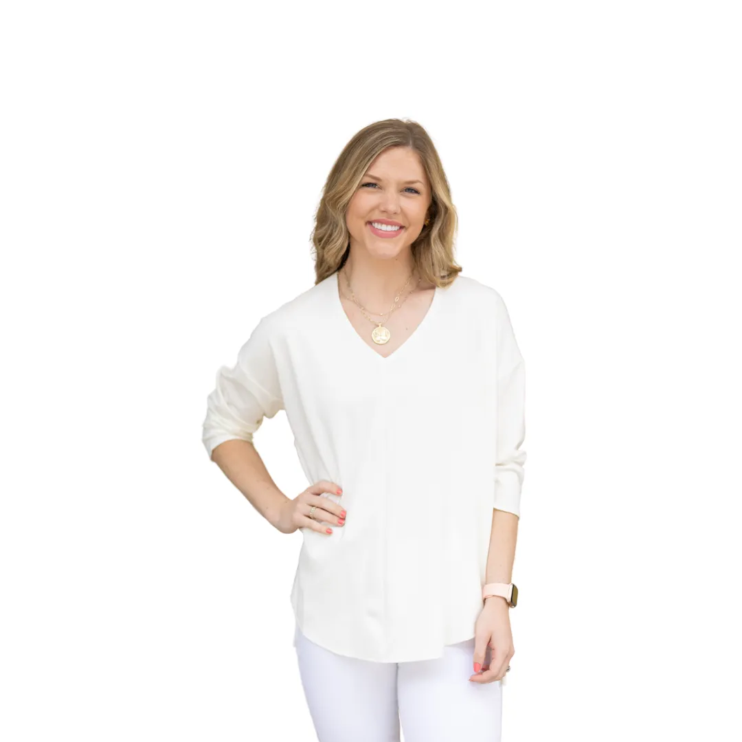 Lior 3/4 Sleeve Zelda V Neck Center Seam - (ten colors)