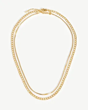 Lucy Williams Snake Chain Necklace Set | 18ct Gold Plated Vermeil