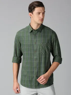 MEN'S GREEN CHECK SLIM FIT SHIRT