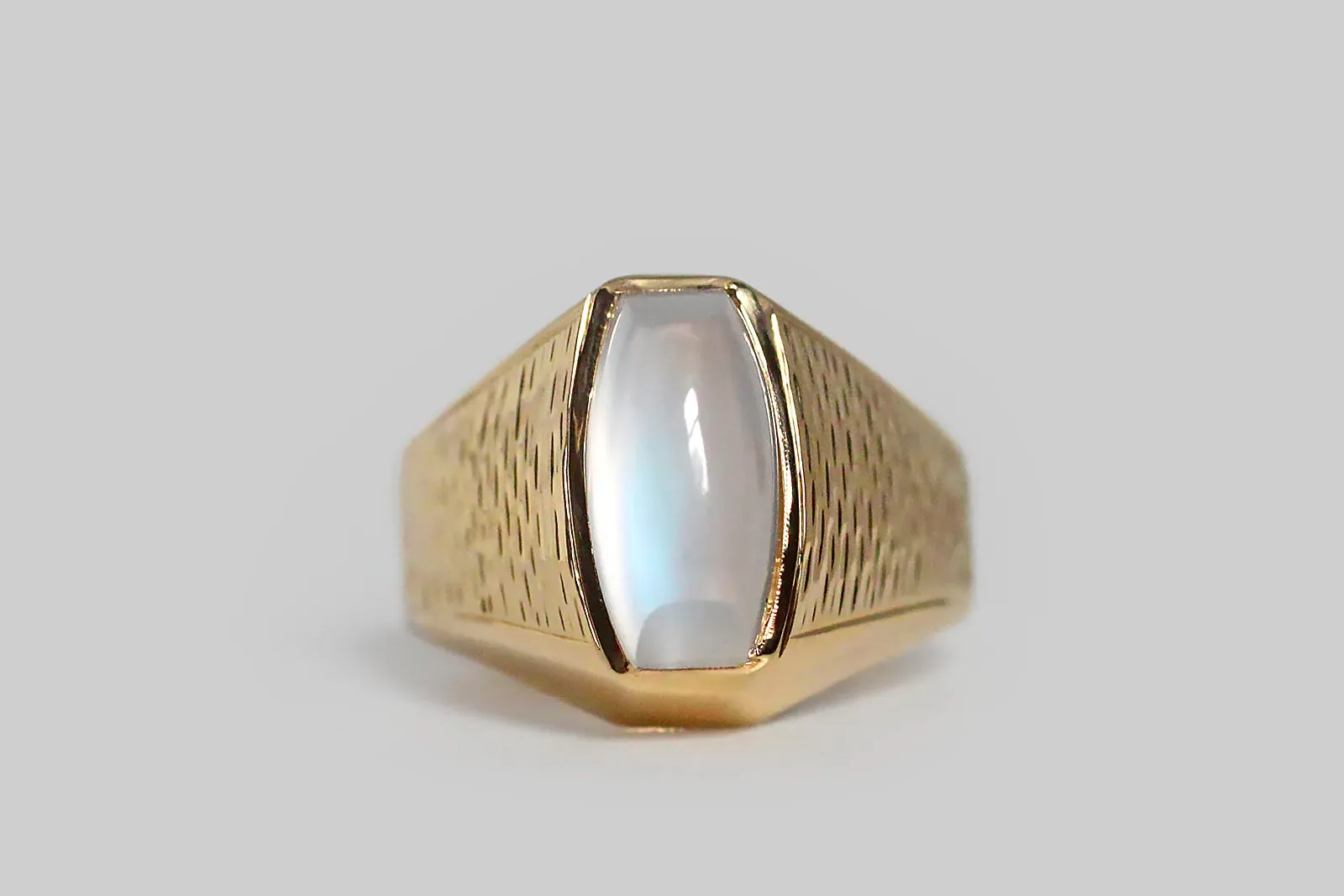 Mid 20th Century Blue Flash Moonstone Ring