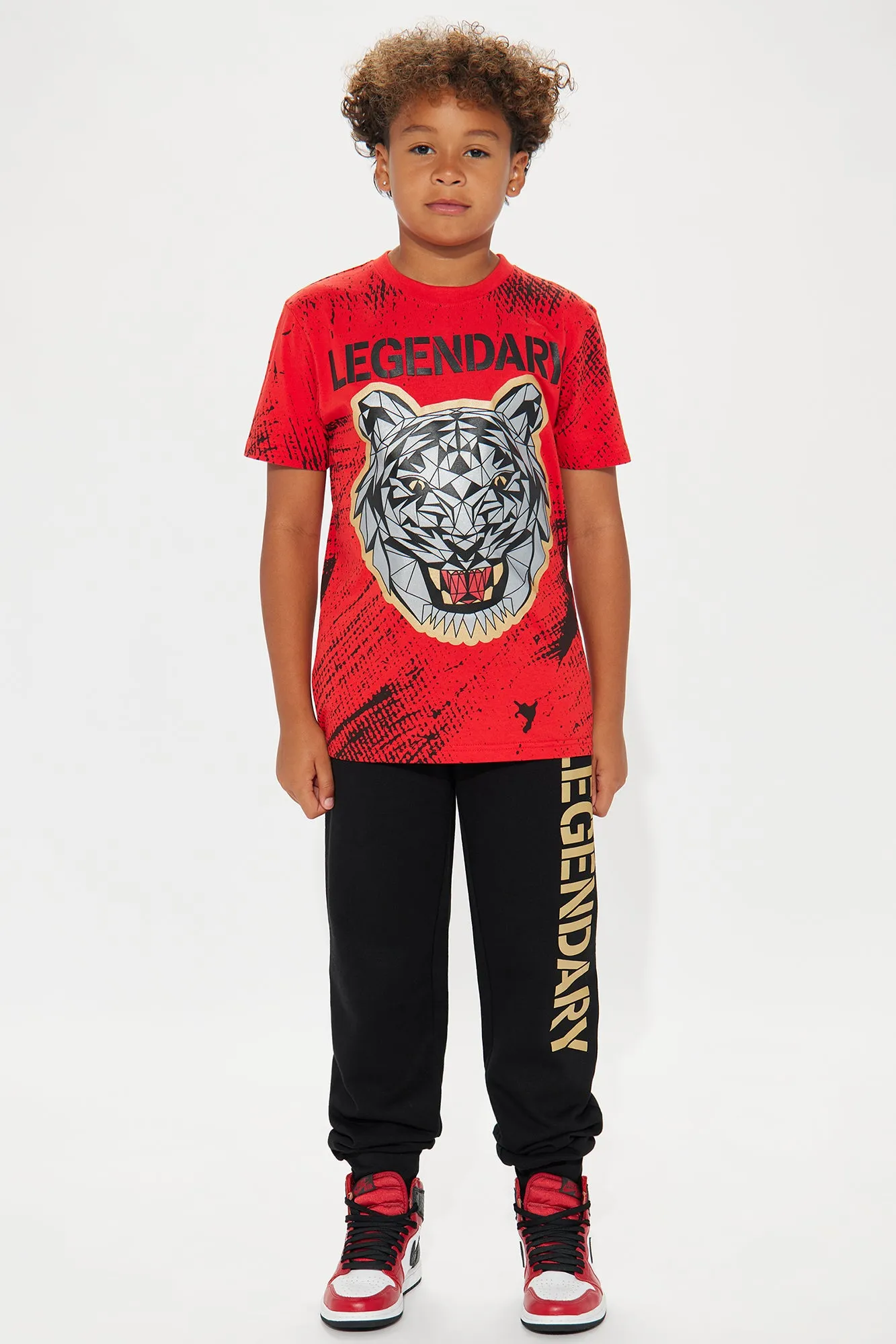 Mini Legendary Tiger Fleece Jogger Set - Red/Black