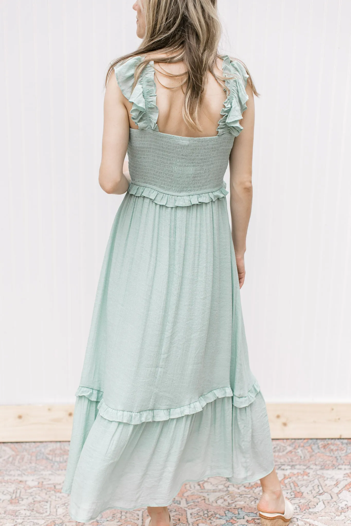 Mint Tea Flutter Sleeve Dress