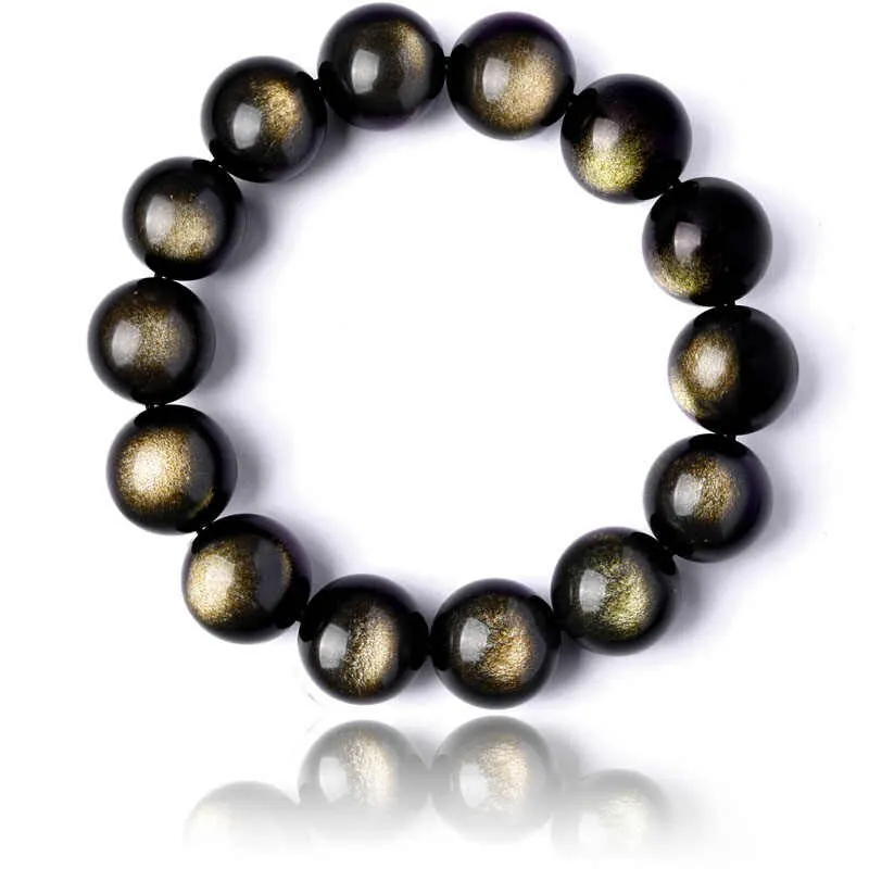 Natural Golden Obsidian Bead Bracelet