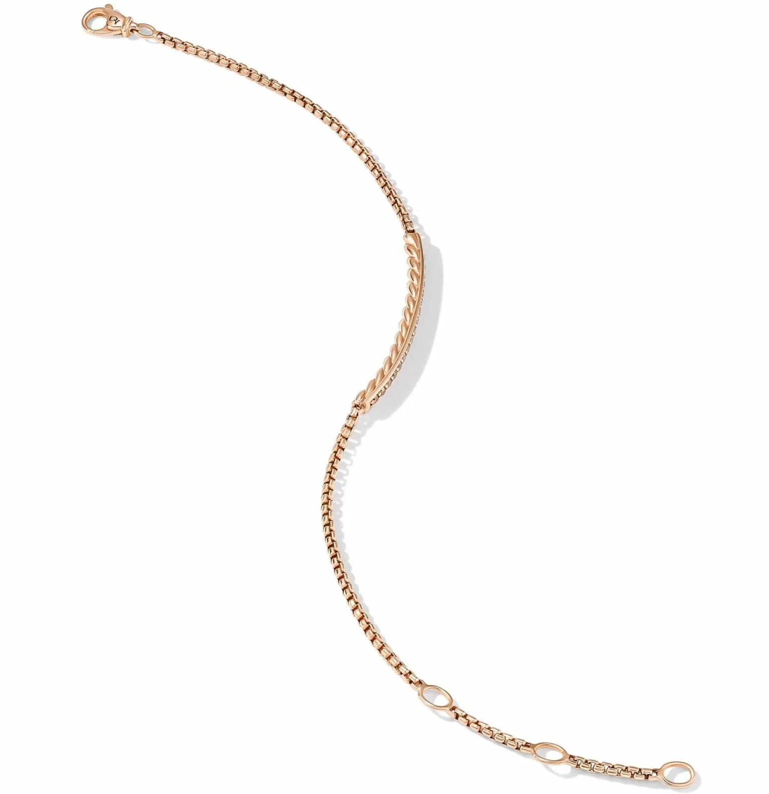 Petite Pavé Bar Bracelet in 18K Rose Gold with Cognac Diamonds, 1.7mm