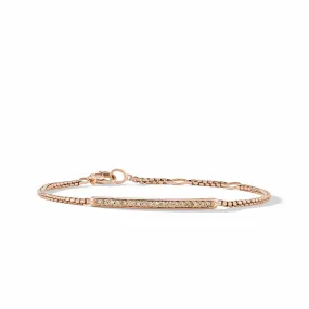 Petite Pavé Bar Bracelet in 18K Rose Gold with Cognac Diamonds, 1.7mm