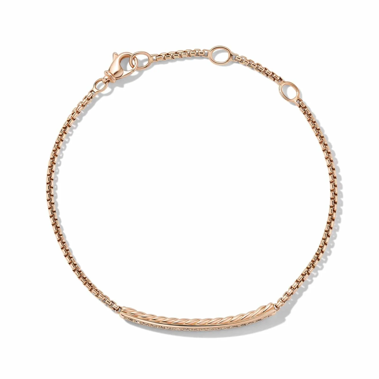 Petite Pavé Bar Bracelet in 18K Rose Gold with Cognac Diamonds, 1.7mm