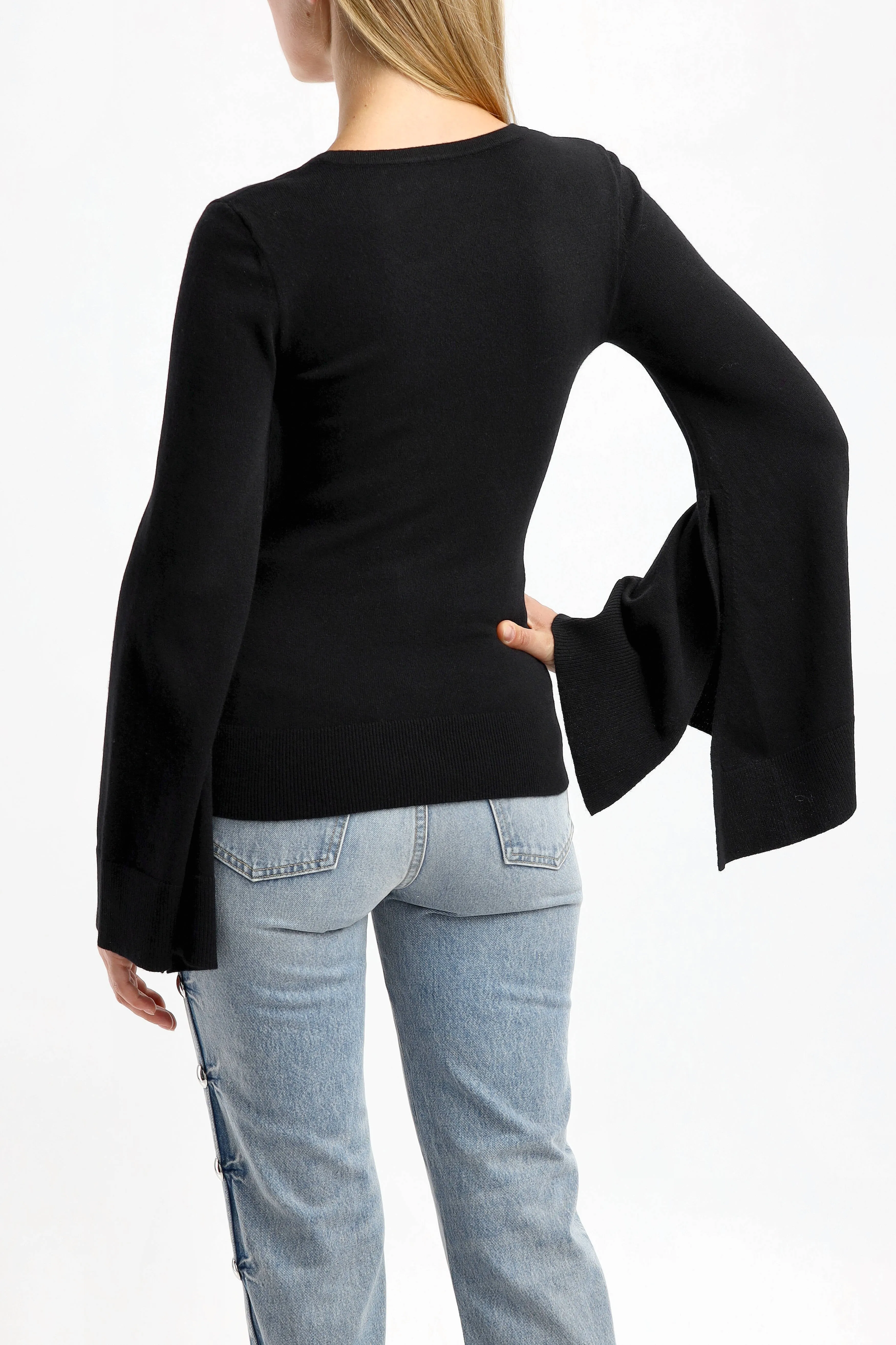 Pullover Bell Sleeve in Schwarz