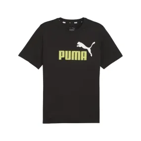 Puma men's short sleeve t-shirt ESS  2 large logo print 586759-59 black-lemon