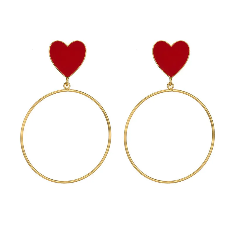 Red Heart Hoop Earrings - 2 Styles