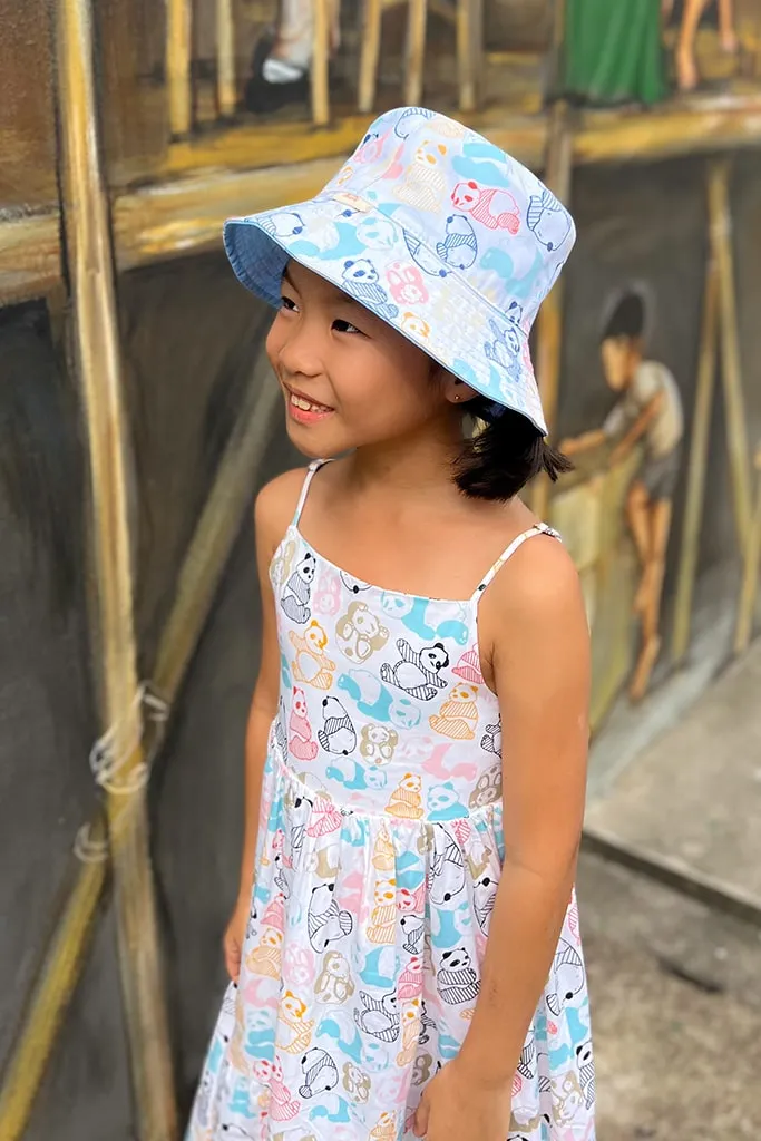 Reversible Bucket Hat (Kids) - Pastel Panda