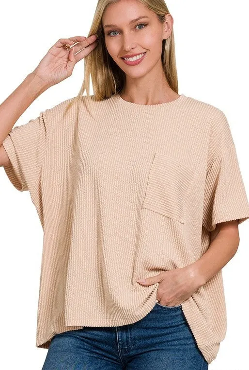 Ribbed Pocket Top