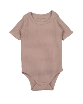 Ribbed Short Sleeve Onesie – Mauve