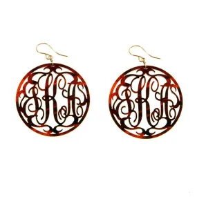 Rimmed Script Monogram Earrings (WS)