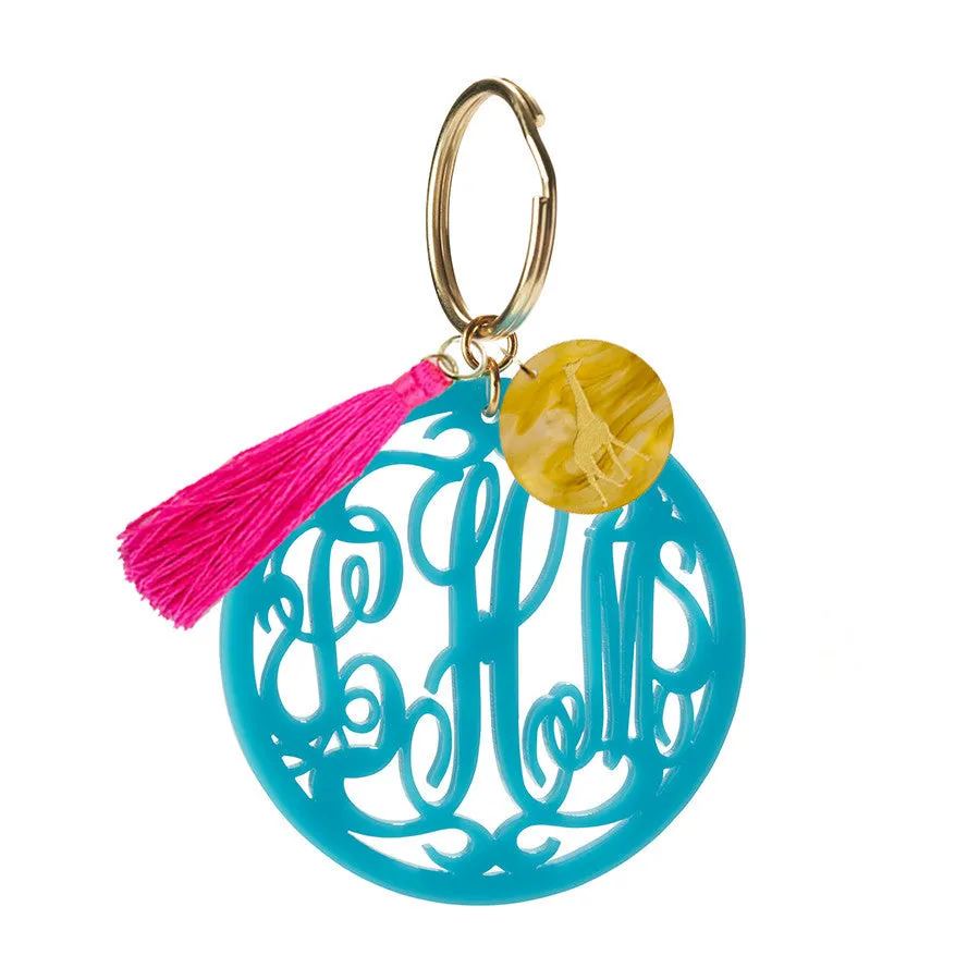 Rimmed Script Monogram Keychain (WS)