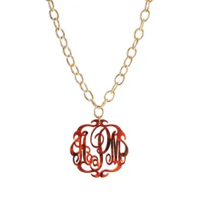 Script Monogram Necklace on Greenwich Chain (WS)