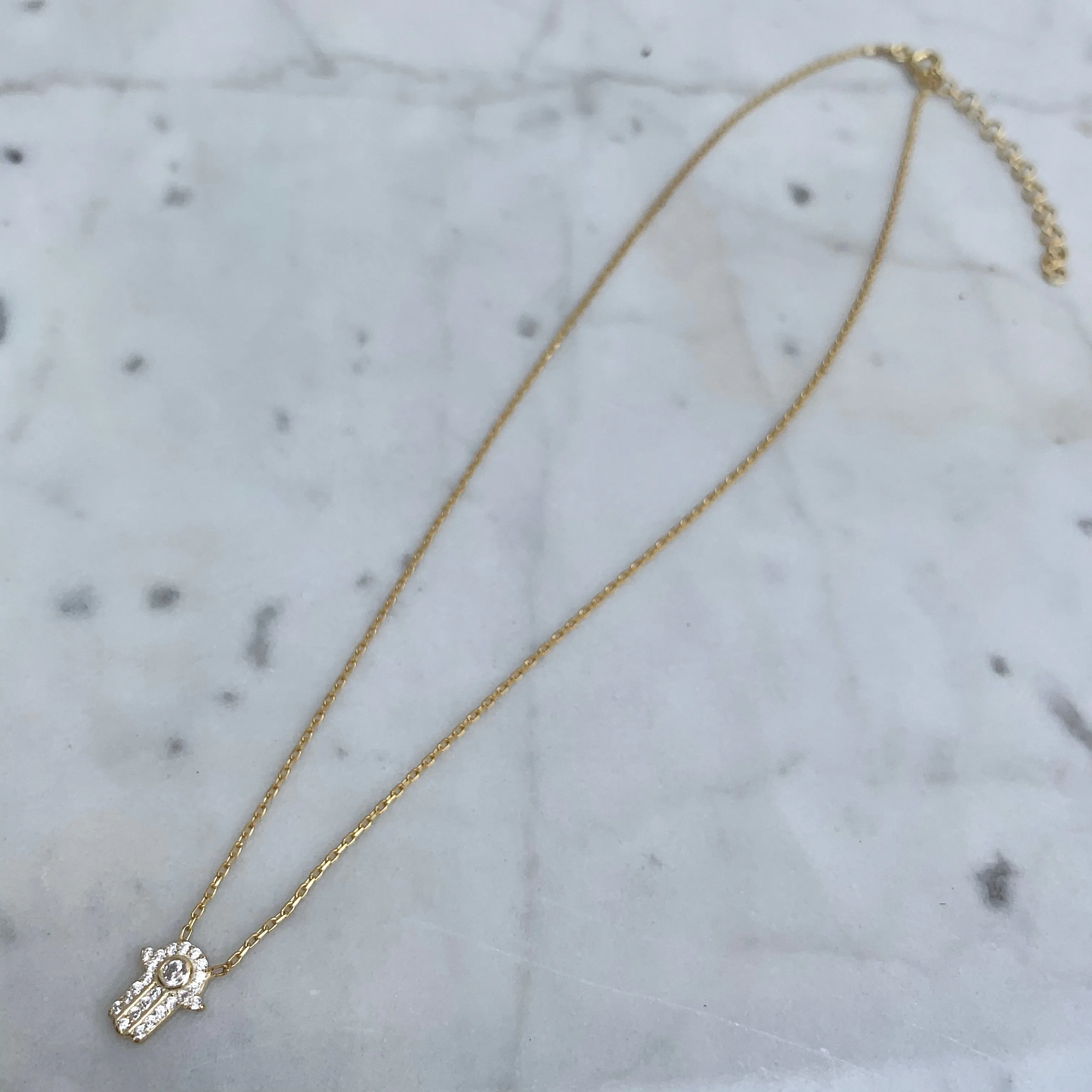 Silver 18k gold plated dainty hamsa necklace