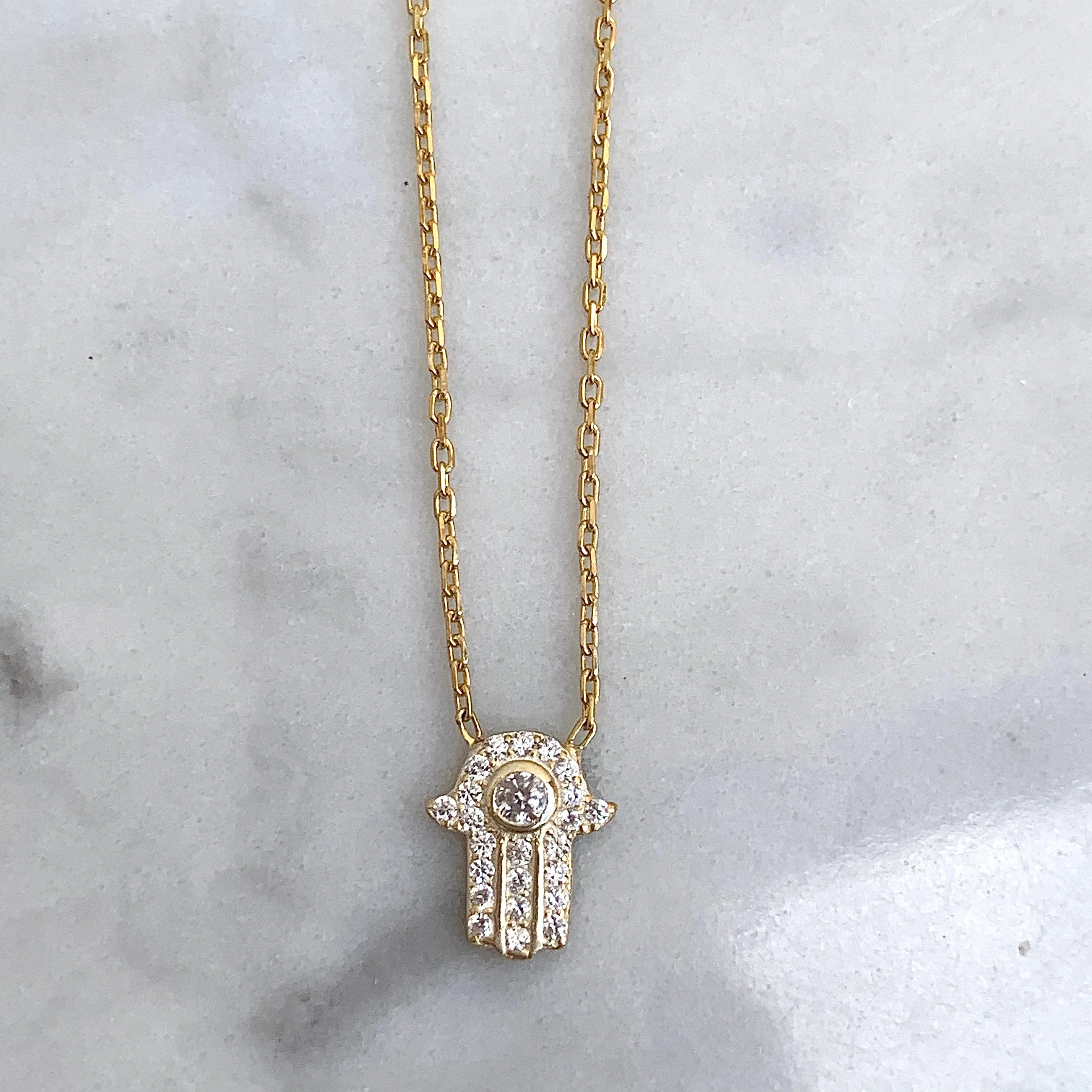 Silver 18k gold plated dainty hamsa necklace