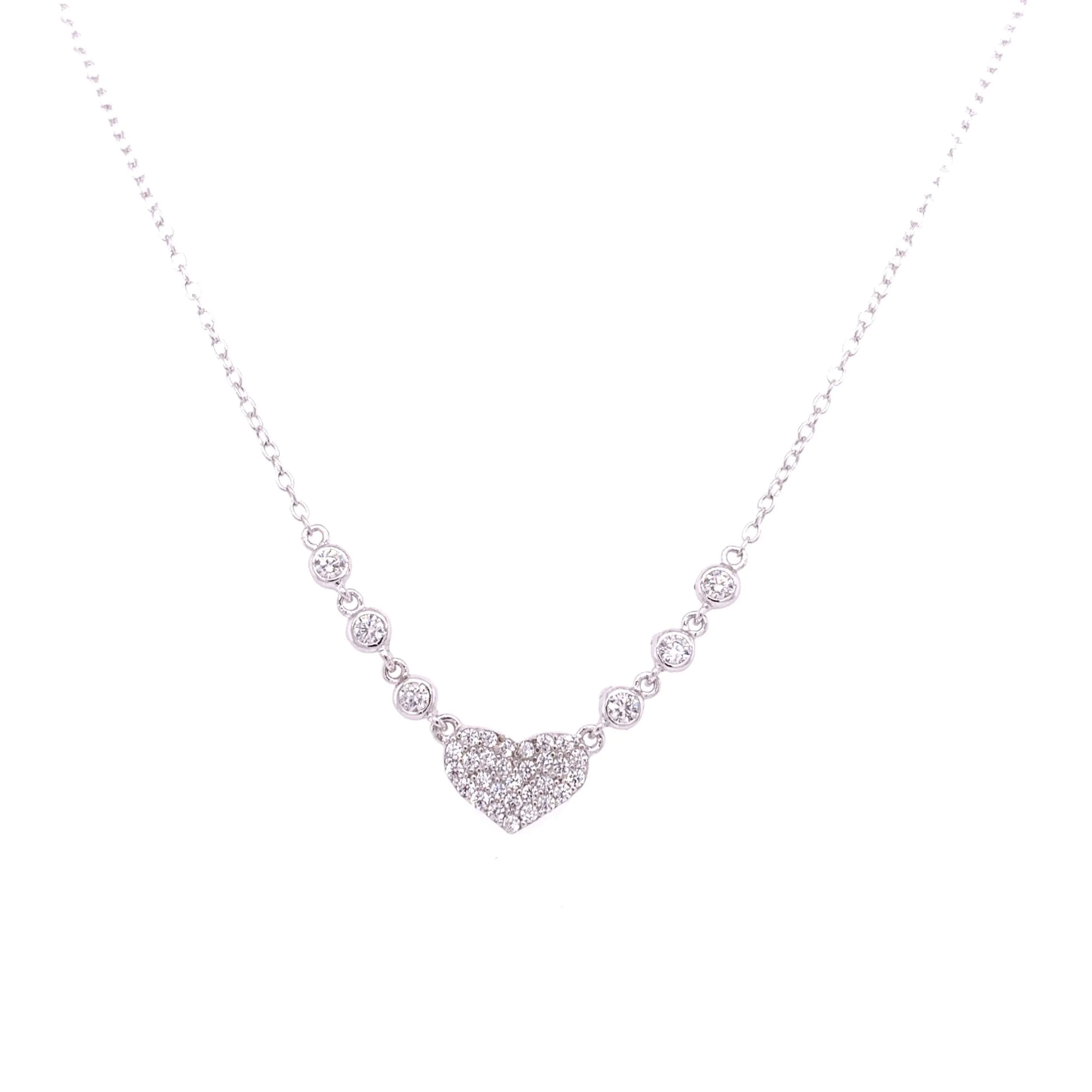 Sterling Silver Bezel Set Heart Necklace