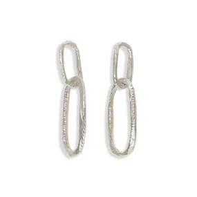 Sterling Silver Carved Paperclip Drop Earrings